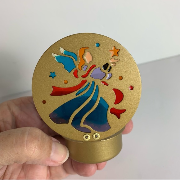 Käthe Wohlfahrt Stained Glass Metal Tea Light Lidded Candle Holders Angel & Tree - Picture 3 of 8